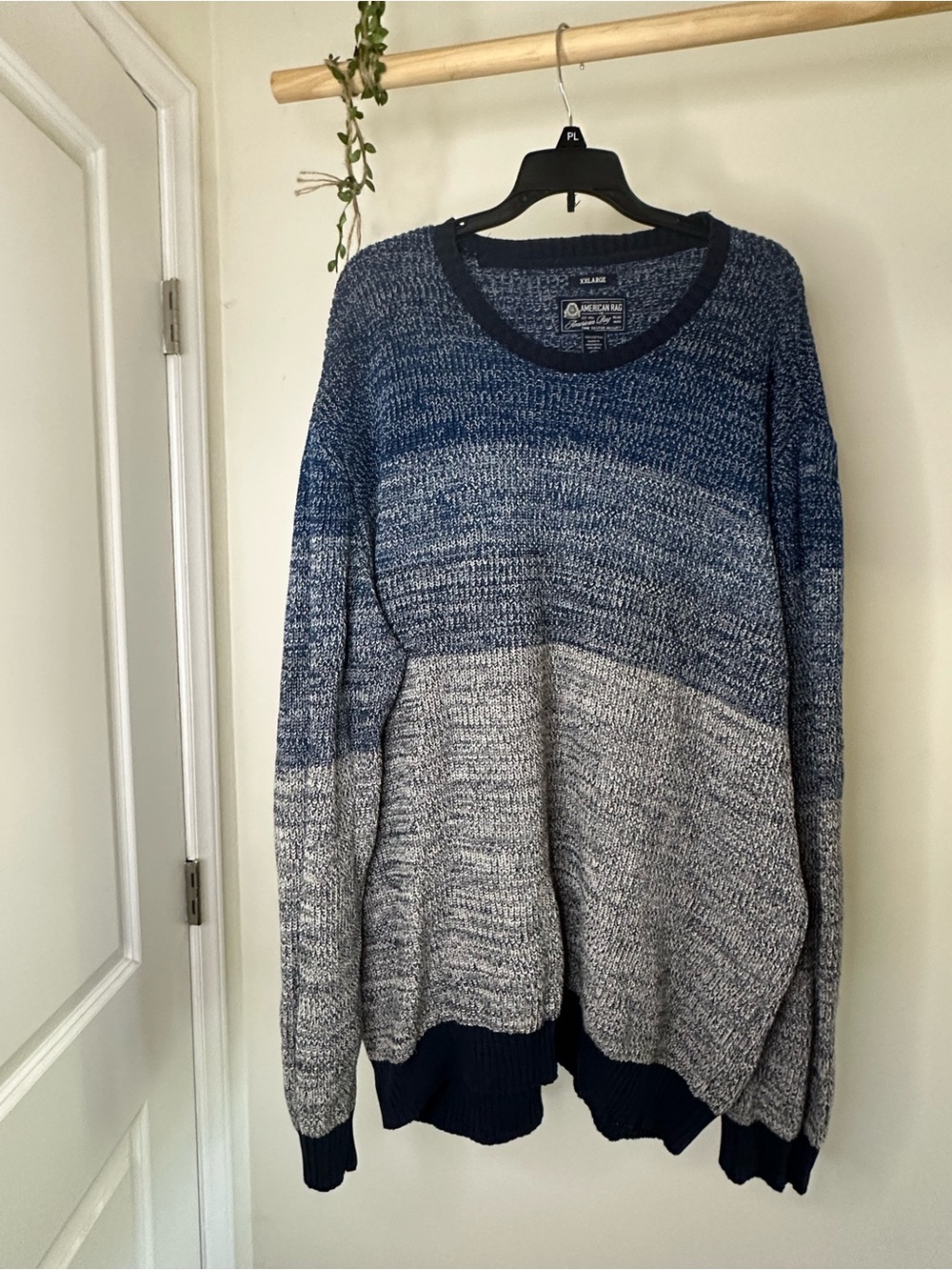 Men’s XXL | American Rag Blue Gray Colorblock Ombre 100% Cotton Knit Sweater